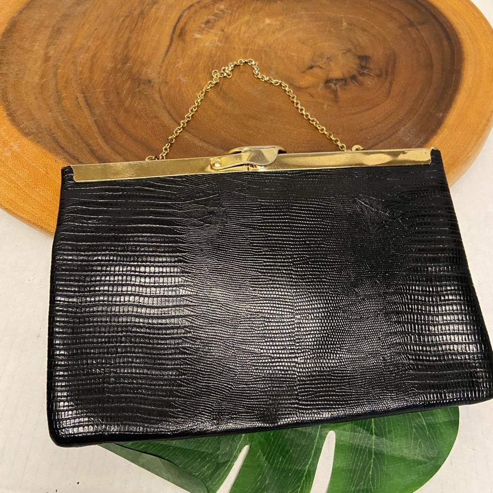 Vintage ETRA Faux Reptile Pressed Clutch Evening Bag